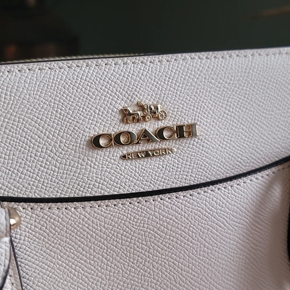 Coach CH290 Darcie Carryall White Cream Crossgrain Leather Satchel Bag